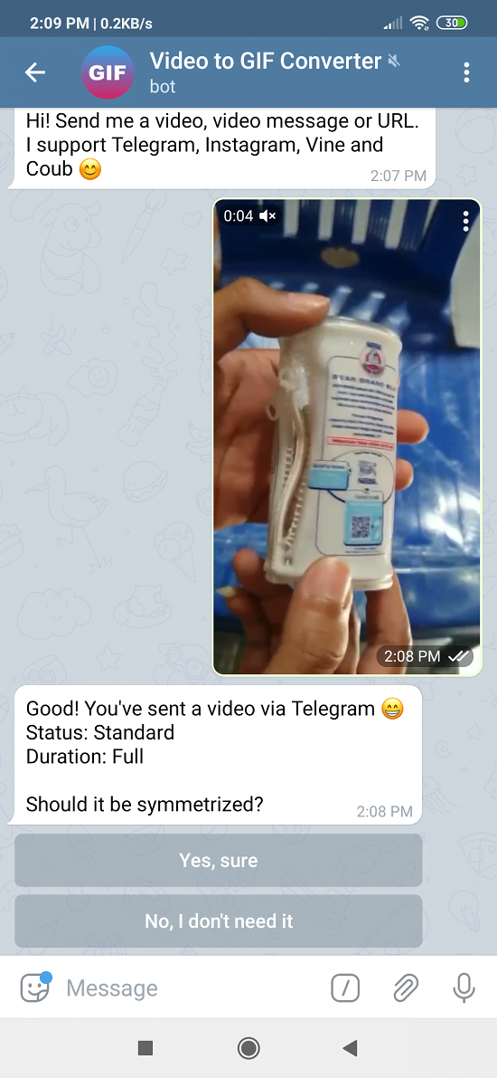 cara mengubah video jadi gif di telegram