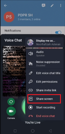cara share screen di telegram