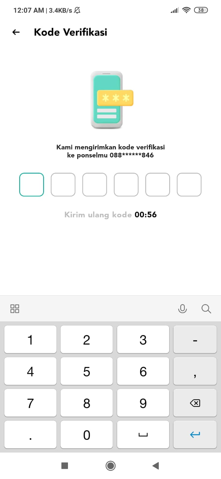 masukan kode verifikasi