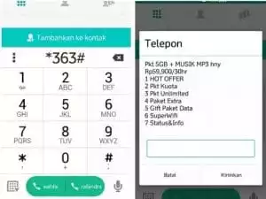 Melalui Pesan atau SMS di 363