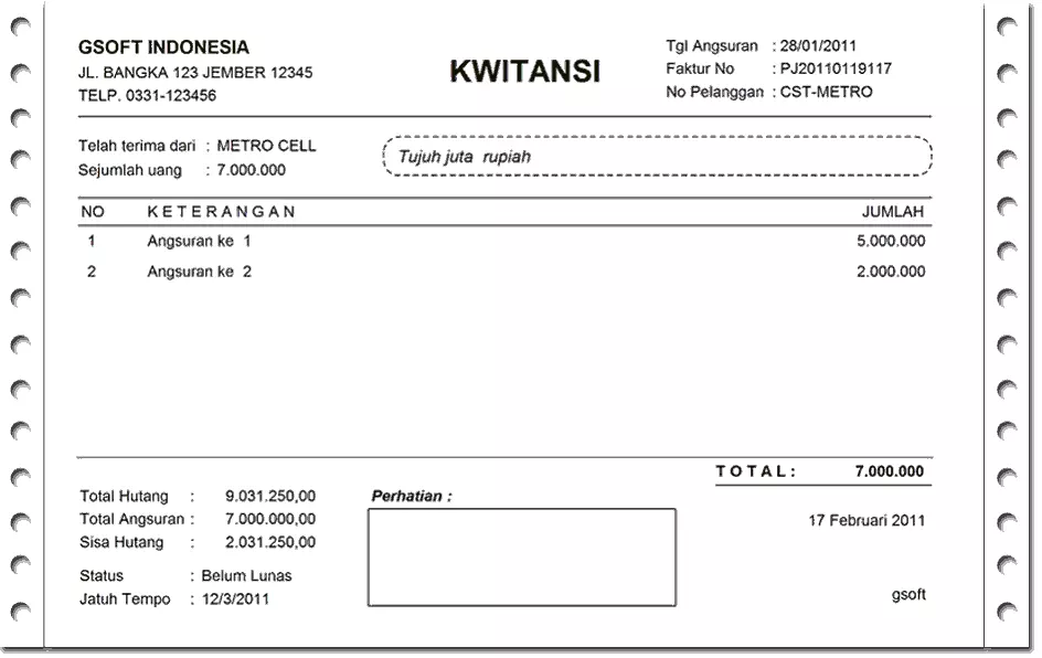 Format Kwitansi yang Benar