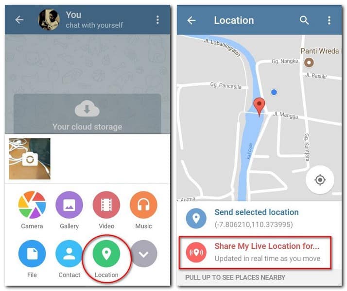 Share Lokasi Secara Real Time di Telegram | Darmawan Blog